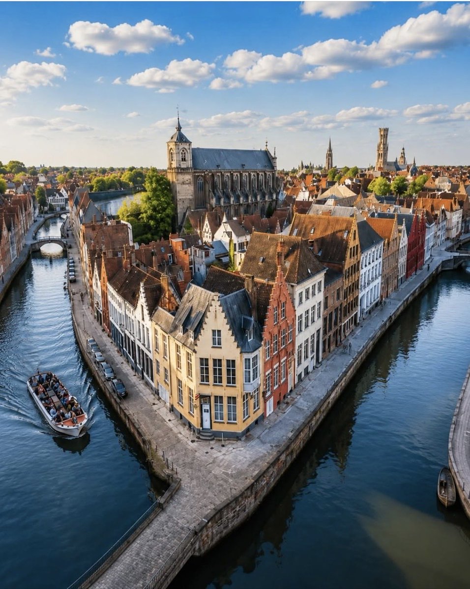 Westvlaamse2's tweet photo. #Bruges is a #storybook escape you've always dreamed of, hidden for centuries in #Belgium after the #MiddleAges. Swans glistening over canals. Old stone buildings and stone bridges that do not reveal their secrets. The water in the #canals sparkling out of the mist. #loveforever https://t.co/xEqcCtrSEh