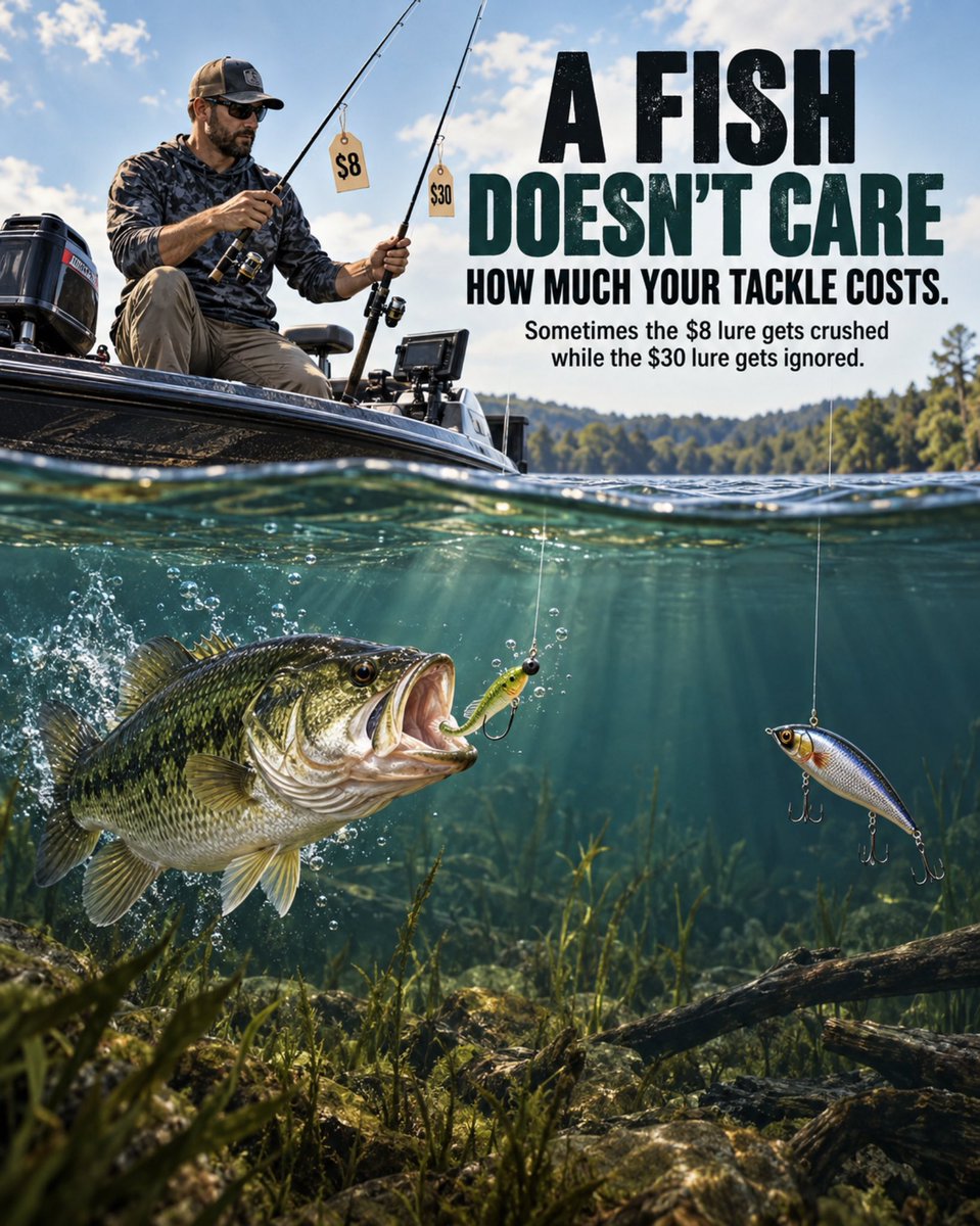 FishingNiche's tweet photo. A fish doesn’t care how expensive your tackle is.

It cares about what’s happening underwater.

Sometimes the $8 lure gets crushed while the $30 one gets ignored all day. 🎣 https://t.co/GFxlzVTxJB