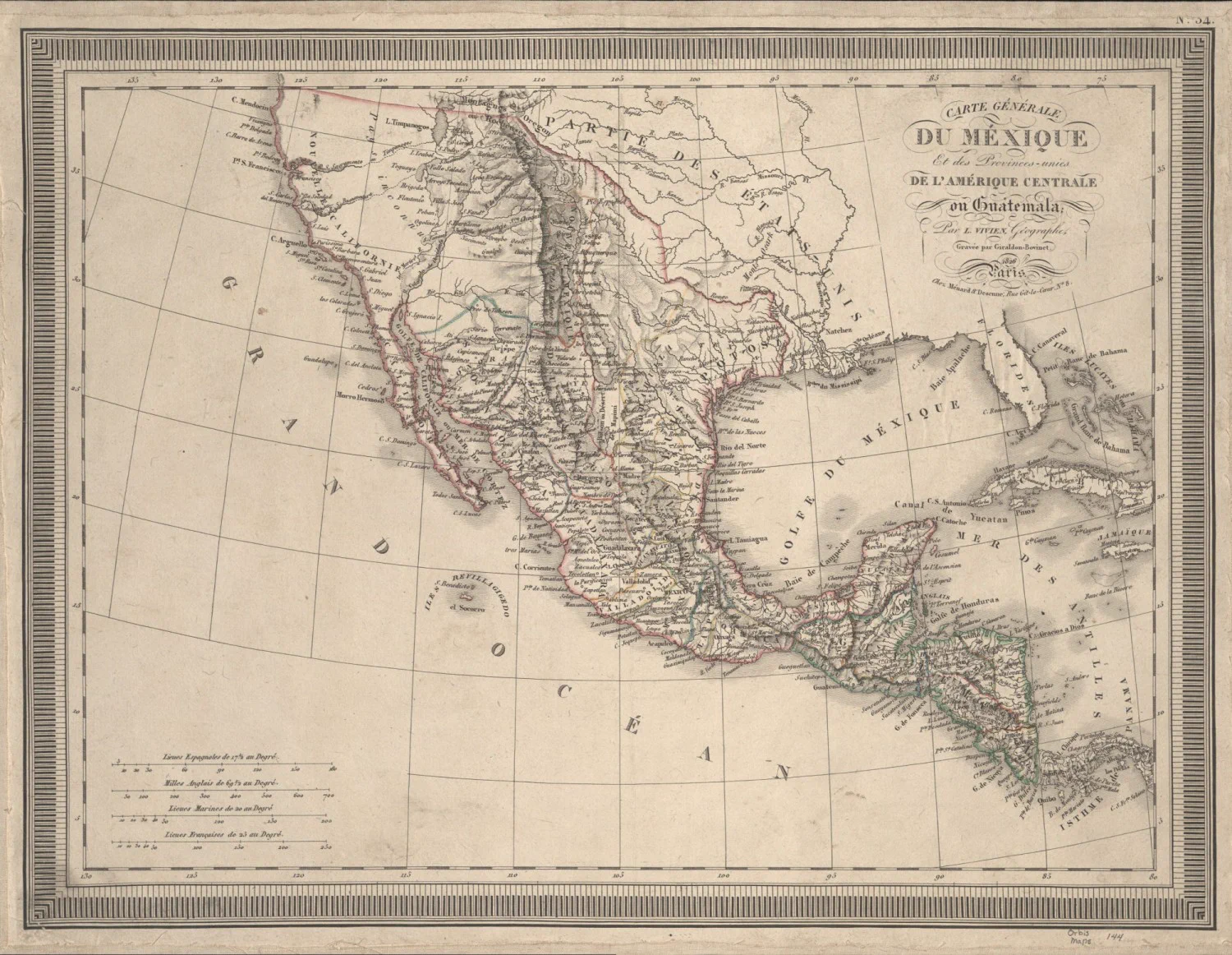 A French map of Mexico and Central America [Carte générale du Méxique et des provinces-unies de l’Amérique centrale on Guatemala], 1826. Call Number: Orbis Maps 1:144. 