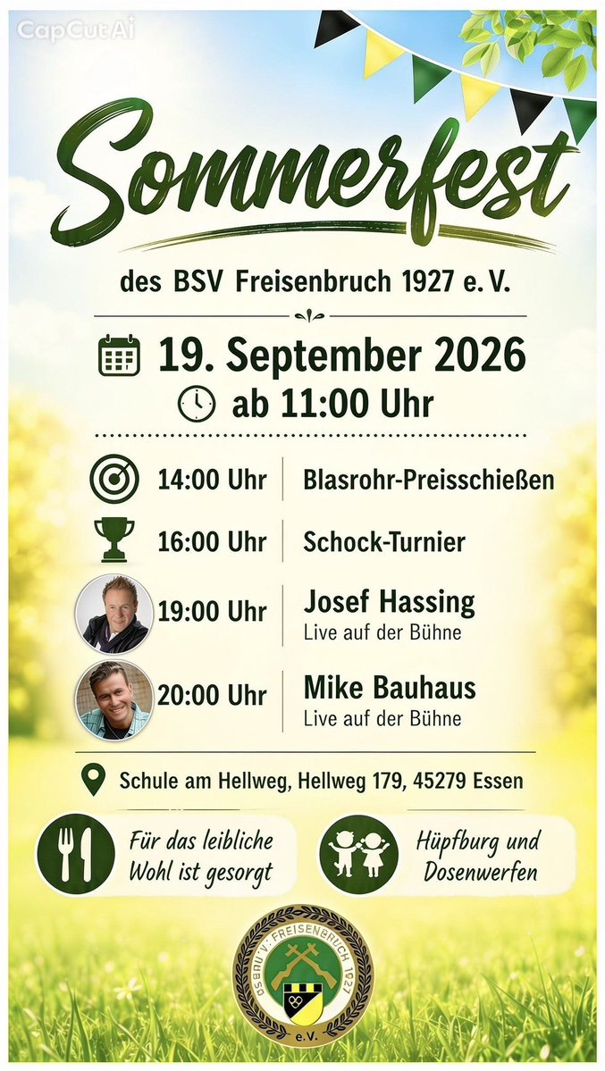 HassingJosef's tweet photo. Hallo liebe Freunde! 
am kommenden Samstag, den 19. September, bin ich live in Essen!  Kommt vorbei, habt eine tolle Zeit und feiert gemeinsam mit uns!���� https://t.co/8EhqTI2Pex