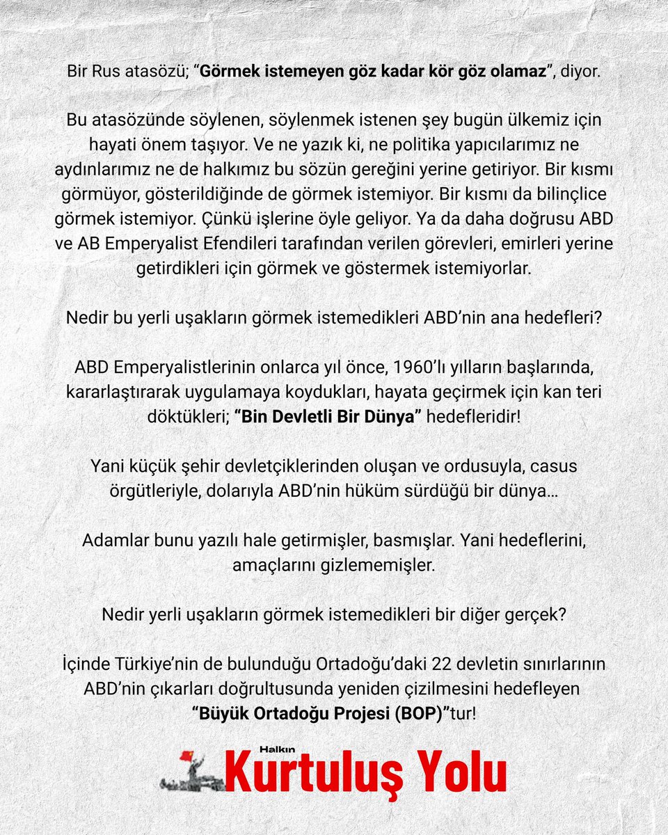 kurtulusyolugz's tweet photo. 214. sayımızda HKP Başkanlık Kurulu Üyesi Gürdal Çıngı, BOP Projesi’ni tüm yönleriyle ortaya koyuyor.

Yazının devamına ve Kurtuluş Yolu Gazetemizin 214. sayısının tamamına erişmek için bio kısmında bulunan linki ziyaret edebilirsiniz. https://t.co/dOk5ApB53G