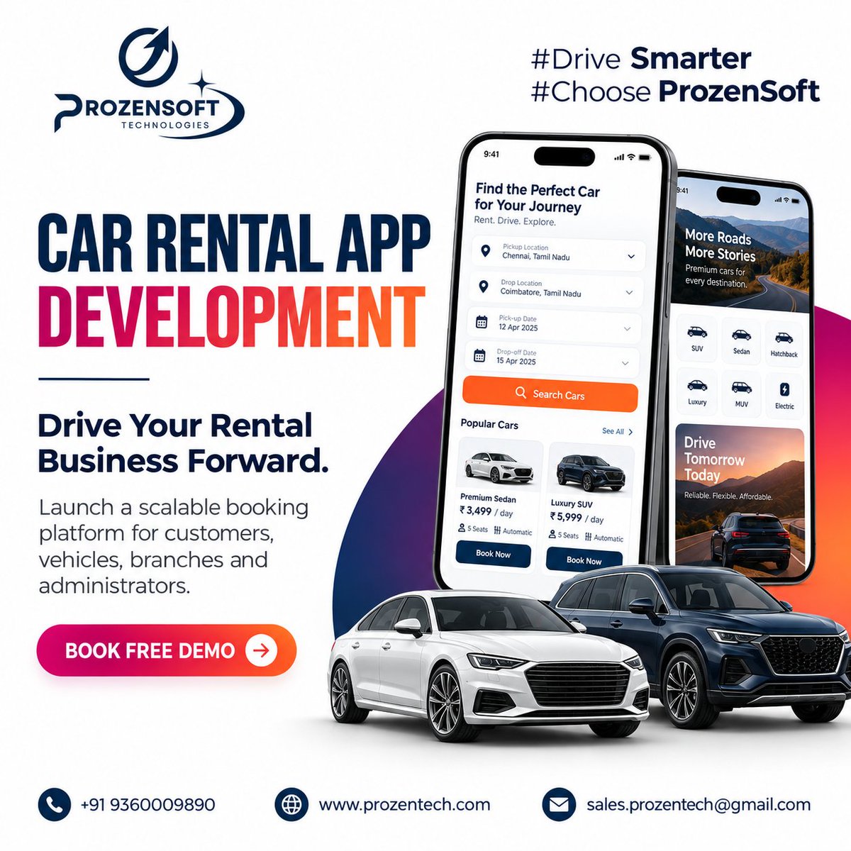 Prozensoft2025's tweet photo. 🚗 Drive your car rental business forward with smarter technology.

Launch a scalable Car Rental Software to manage bookings, vehicles, customers &amp; branches—all in one place.

👉 Book a FREE Demo: 
https://t.co/7e4xlPq8GP

#CarRentalSoftware #ProzenSoft #AppDevelopment https://t.co/eeWOfWV9Lq