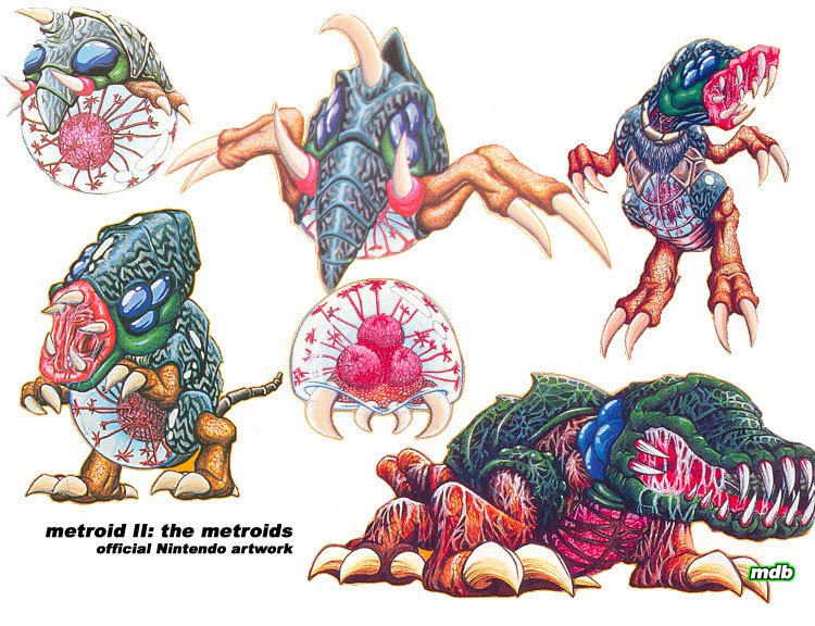 nelward64's tweet photo. my only real criticism of the metroid series is I feel the metroid evolutions introduced in Metroid II are underutilized! by and large Metroids usually appear in the larval stage Super Metroid onward.

that said, the games are still fantastic despite this nitpick https://t.co/6XO8iT3LBo