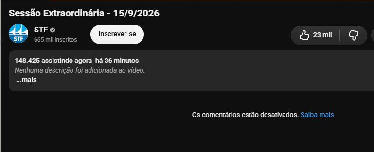 odanielscott's tweet photo. Proibido protesto presencial.

Proibida imprensa no STF.

Proibido até comentar na live do Youtube.

Essa é a democracia que o Xandão diz defender para o Brasil. https://t.co/B1UCGM8Eam
