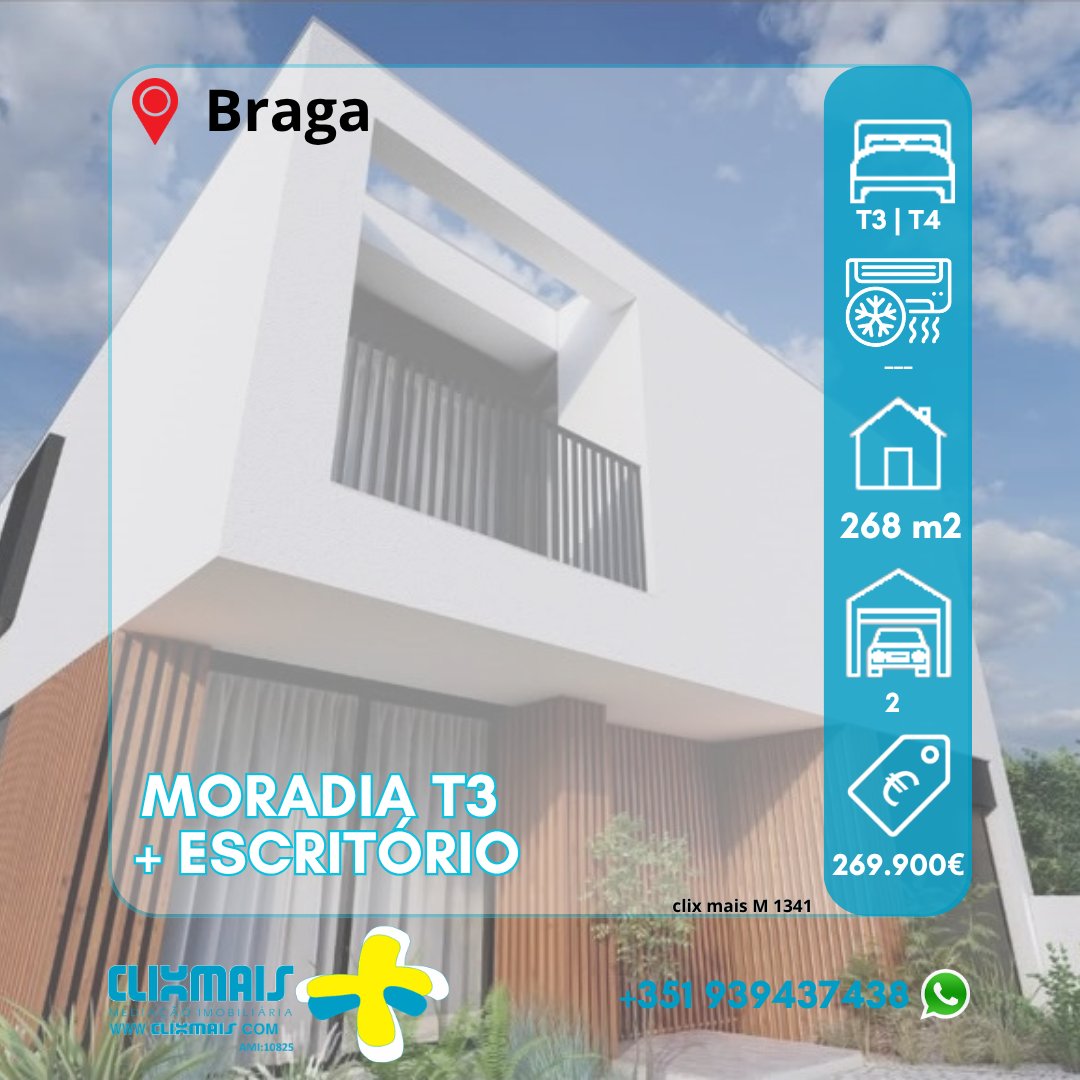 clixmais's tweet photo. 🏡Moradia T3 + Escritório
Nova Moradia em construção, apenas a 6 km do centro de Braga📍
🔹241 m² habitação 
🔹3 suites, 2 com closet +Escritório 
💰 269.900€ Terreno +projeto +estrutura
🔑 Possibilidade de conclusão
🌐 +inf. https://t.co/aznviINZfb
#clixmais #moradiabraga https://t.co/A386wOQfer