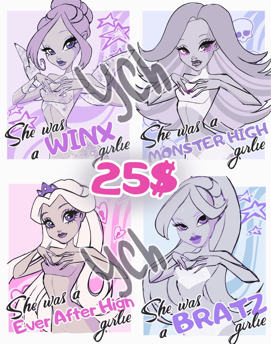 Jelliemia's tweet photo. EMERGENCY YCH COMISSION
for the true fans of Winx club, Monster high, Ever After High, and Bratz
Will be grateful for sharing
More info on Vgen ⛓️💥in comments
#ych #vgen #VgenCommㅤ #monsterhigh #winxclub #bratz #eah https://t.co/7vDtNtuac5