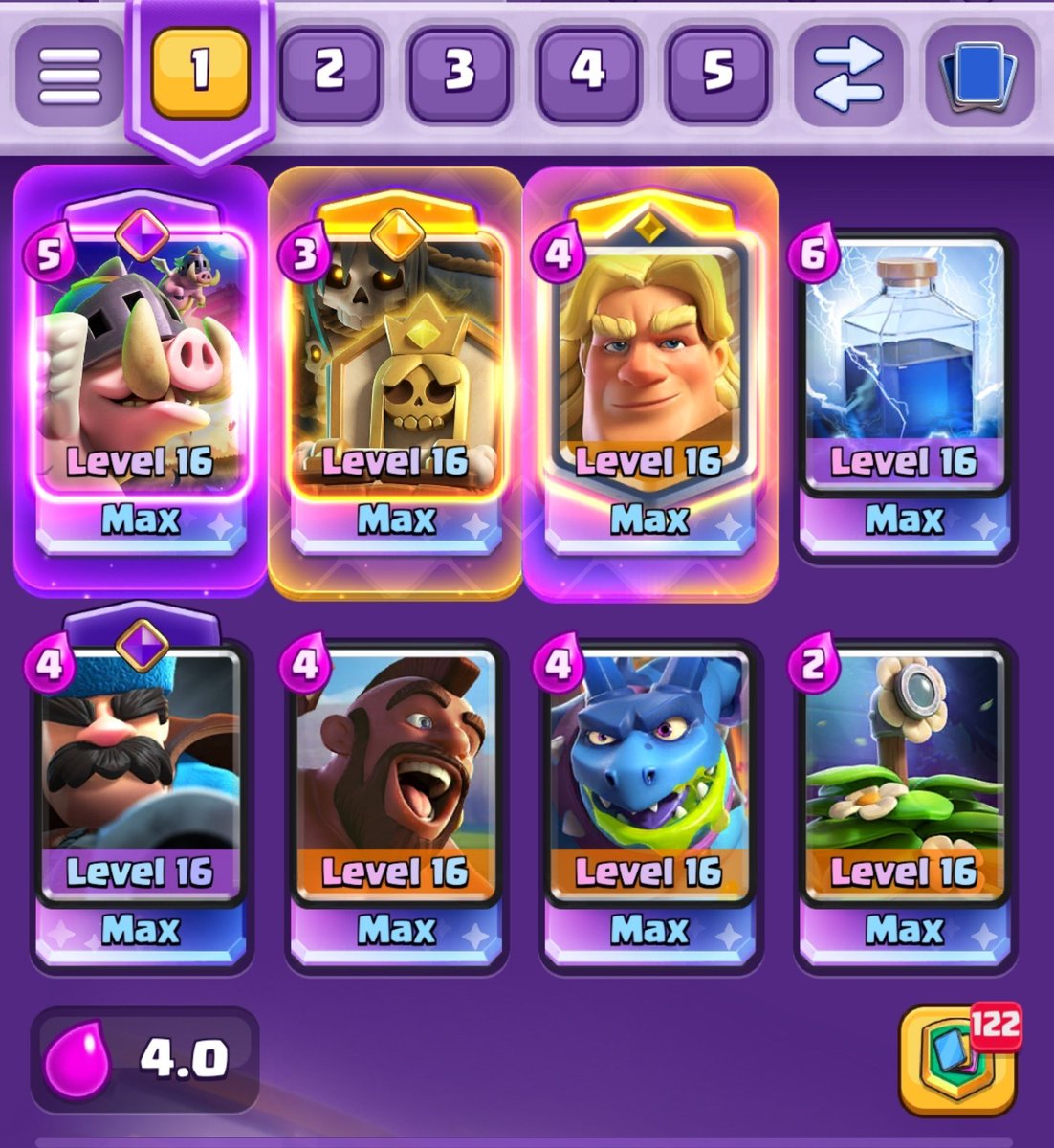 NateJfl's tweet photo. Please nerf all these cards before CRL 

Playing 2v2 has made me realize lightning is so broken, other cards should speak for themselves

Its crazy to think champions are broken now but before when they had 3 card cycle and multiple abilities ??? https://t.co/W0ZAYvq3NP