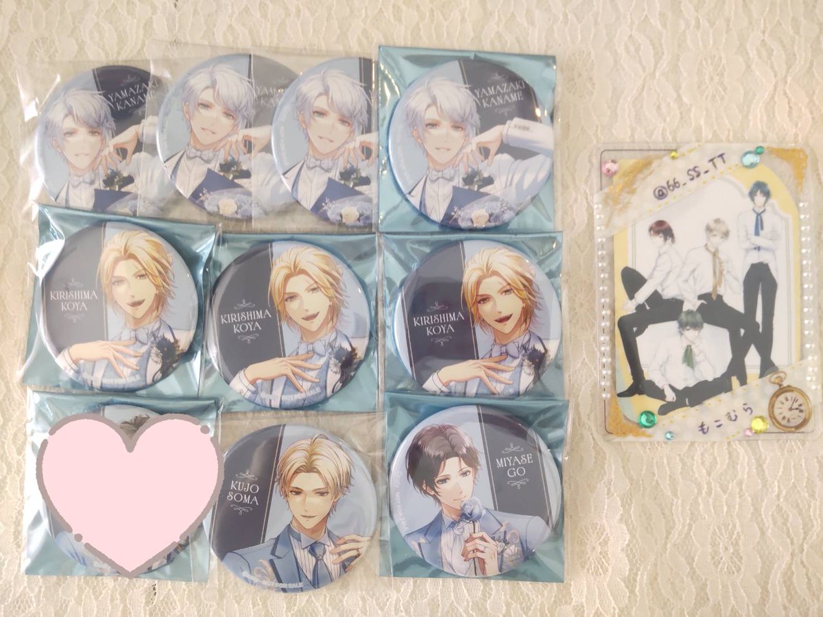 66_SS_TT's tweet photo. 【交換】スタマイ　10周年　フェス　特典　缶バッジ

譲：九条、宮瀬、桐嶋③、カナメ④、早乙女②、誠、青山、関、服部 
求：神楽①＞桧山、大谷、槙、京介

🍀Revelコンプ目的 
🍀手渡し…福岡天神＞博多 or 19日以降福岡ストア
🍀郵送

ご縁がございましたらよろしくお願いします🙇‍♀️ https://t.co/6YHQhm0cLs