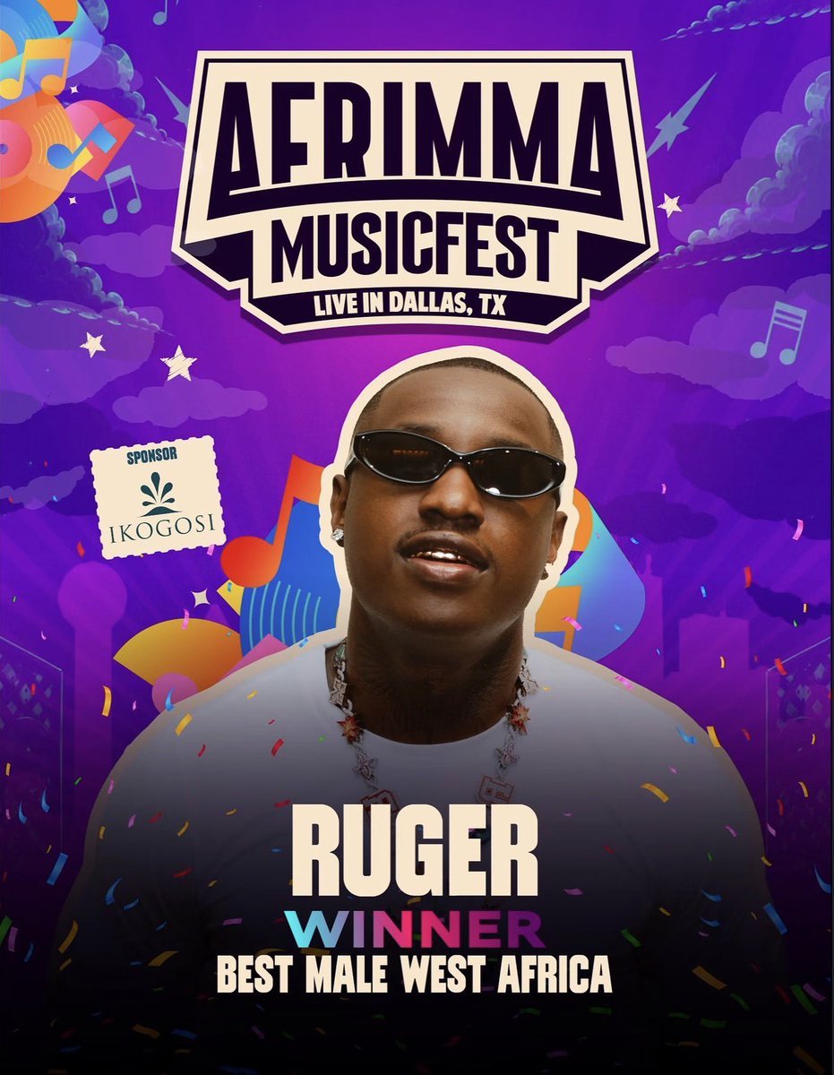 AdeBlownBoy's tweet photo. CONGRATULATIONS RUGER! 🏆 

Ruger just won BEST MALE AFRICA at Afrimma 2026…. https://t.co/eXgL4UQ9mz