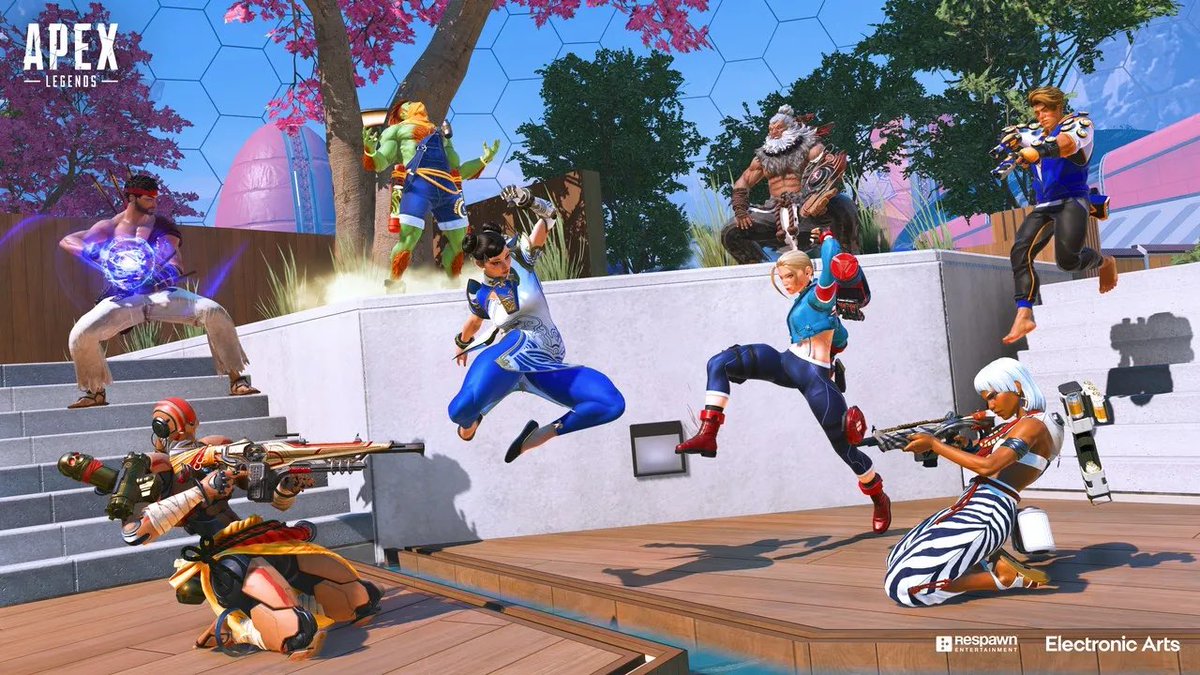 HYPERMYSTx's tweet photo. Apex Legends x Street Fighter 6 Skins 👀🔥

• Sparrow x Ryu
• Alter x Chun-Li
• Mirage x Luke
• Caustic x Blanka
• Wattson x Cammy
• Gibraltar x Akuma
• Bangalore x Elena
• Pathfinder x Dhalsim

Dropping Sept 22. https://t.co/3F47IpTfcL