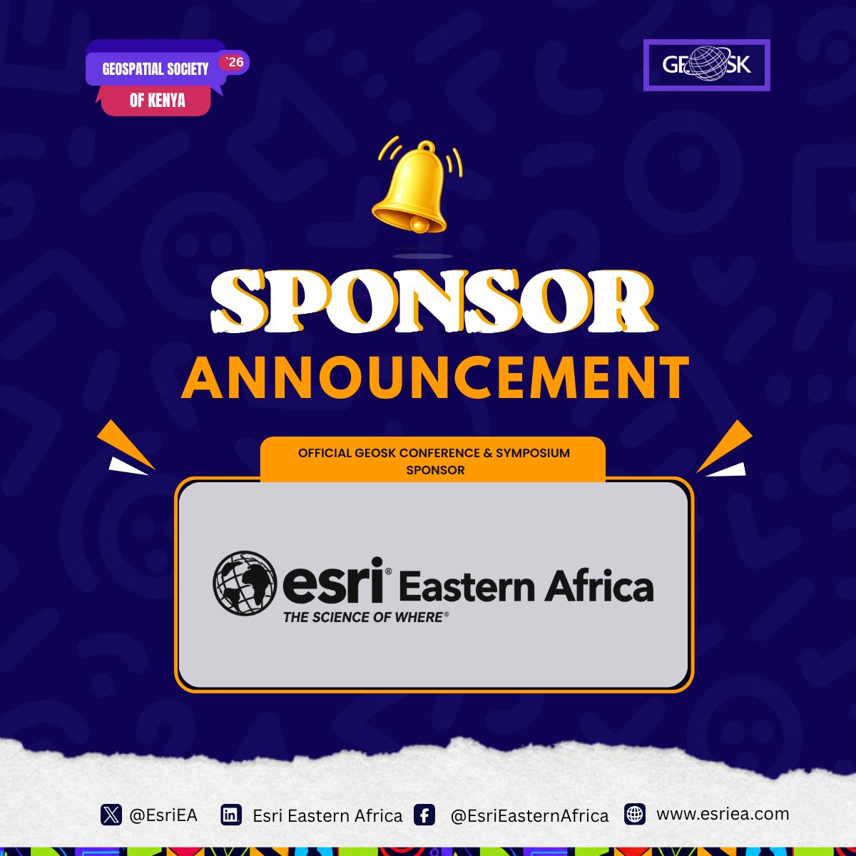 GeoSociety_Ke's tweet photo. Sponsor Announcement🎉🎉
@EsriEA
Register for the symposium:
https://t.co/HYiqPqzanr…
Register for the conference:
https://t.co/s30LwrRobK
#geosk #esrieasternafrica #geosk2026 https://t.co/bT2gDTFNNq