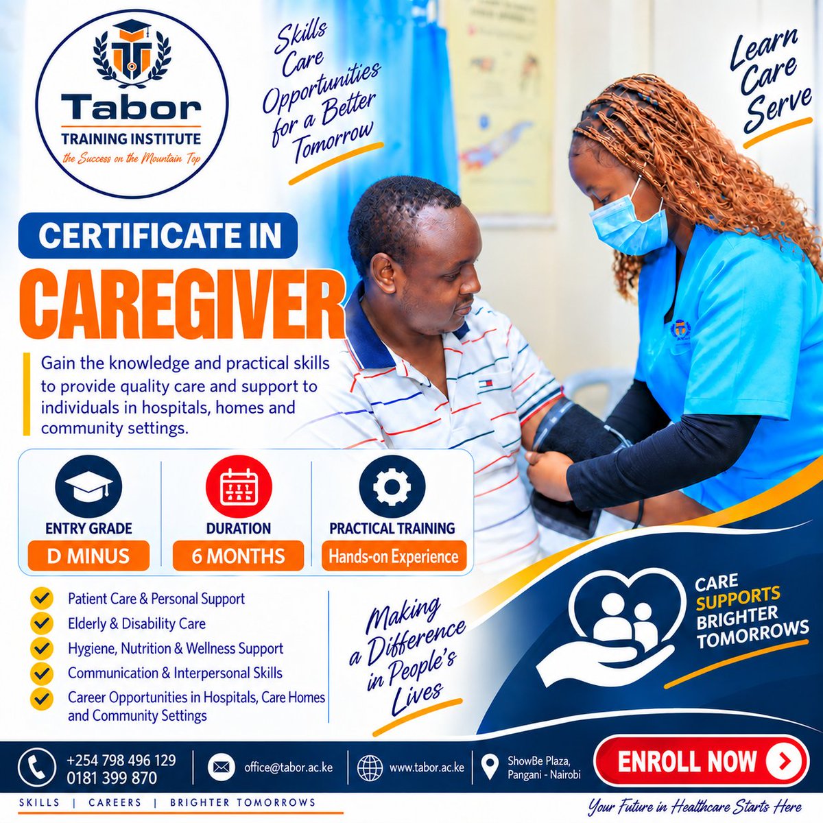 Tabor_college's tweet photo. CARE IS MORE THAN A JOB. IT’S A CALLING. ❤️

Build the practical skills to make a real difference in the lives of children, elderly persons, people living with disabilities and individuals requiring personal support.

#CaregiverCourse #Caregiving #HealthcareTraining #Careers https://t.co/Q3pQBeva6S