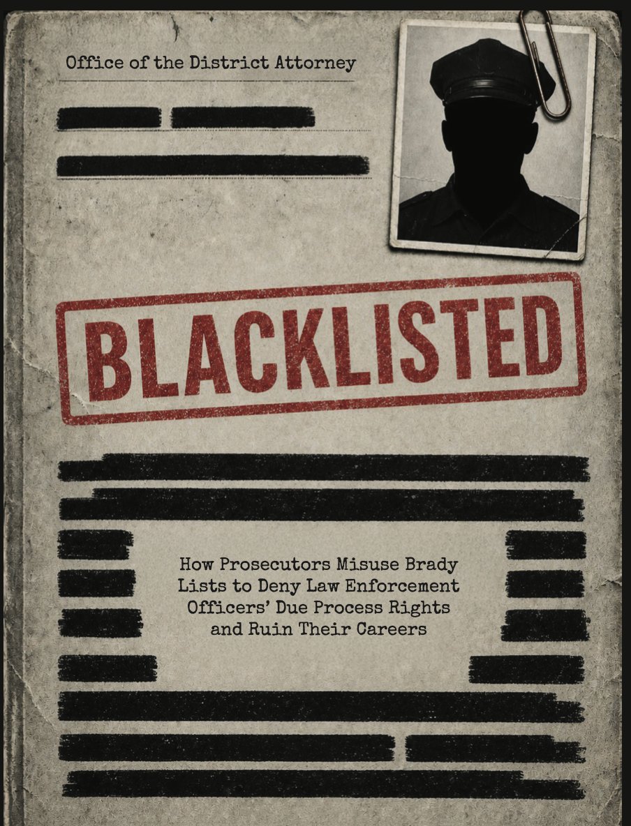 LELDF's tweet photo. 🚨 NEW: Our latest study of all 50 states and 50 large prosecutors' offices finds that Brady Lists are largely unregulated and subject to abuse. 

Local prosecutors make up their own rules—and can kill careers on a whim.

Even those states that do regulate Brady Lists offer limited protections to officers—denying them the same due process rights that Brady v. Maryland enshrines for criminal defendants. https://t.co/9roeeBHUID