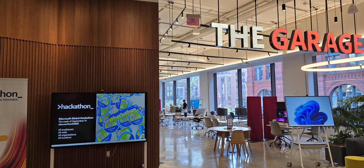 MSFTGarage's tweet photo. Hackers innovating together at The Garage New York City π§βπ»
#MicrosoftHackathon #MicrosoftLife #Hackathon2026 https://t.co/gwzgUxWGZ1