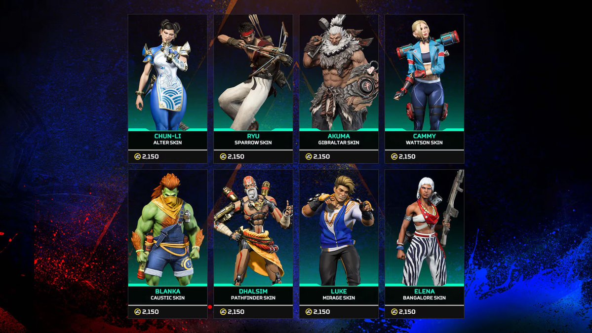 HYPERMYST_JPN's tweet photo. 【Apex x ストリートファイター6】

・各コラボスキンは2150コインで個別購入可能です。 https://t.co/AEI338xcRM