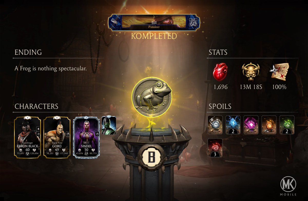 bill_ll20's tweet photo. I just completed a Krypt Run in Mortal Kombat mobile! Check out my stats. https://t.co/kHtlytUBmu