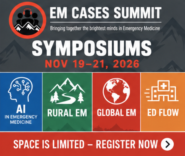 EMCases's tweet photo. 🚨 NEW at #EMCasesSummit!

4 interactive morning symposiums:

🤖 AI in EM
🚑 Rural EM
🌎 Global EM
⚡ ED Flow
Expert panels. Real discussion. Practical takeaways.
⚠️ ONLY 95 SPOTS EACH!
Nov 19–21 • Online

Register now: https://t.co/2a8TZwJkos https://t.co/C52vduQVtP