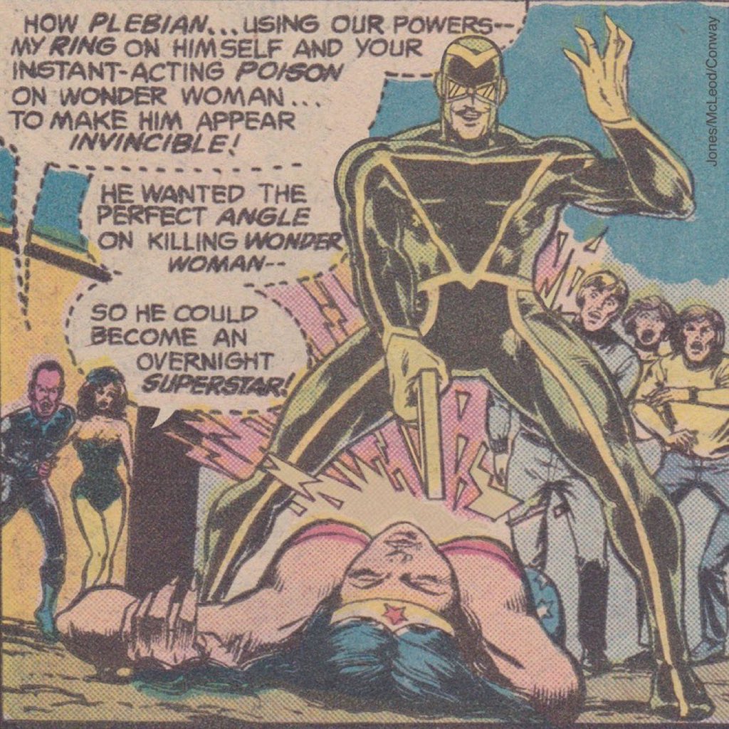 ChuckBrouilette's tweet photo. #OnThisDay in 1954 #AngleMan debuted in #WonderWoman #comics #70 previously ‘Angle’ Andrews in #62 harasses #TheAmazingAmazon85 in his #criminal career by #workingAllTheAngles laterRevealed #AngeloBend who trades in civilianDressFor #GreenAndGoldCostume &amp; #Angler #spaceWarpWeapon https://t.co/pebgE9P60O