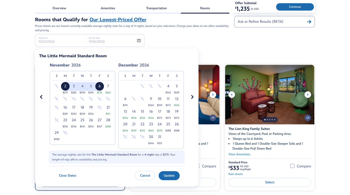 ScottGustin's tweet photo. Walt Disney World will soon begin testing a new vacation planning experience on https://t.co/nqse0HKfvo, developed with Google Cloud and featuring AI-powered tools designed to make planning and booking a trip easier.

One of the biggest changes: Guests will be able to search by month or season instead of repeatedly checking individual dates and rates. A new pricing and availability calendar will also make it easier to see if shifting dates could save money or open up more options.

Guests can also search for specific characters, a preferred style of room, describe their ideal pool, or other specific interests to find the best resort. The AI-powered tool can then recommend resorts based on those preferences.

In one demo, a family planning their first Walt Disney World trip said their son loved The Lion King and they wanted a good pool and easy park access. The tool suggested Disney’s Art of Animation Resort and its Lion King family suites and included details about the resort, etc.

Guests will also be able to compare resorts side by side, including transportation, dining, nearby parks and resort benefits, and ask follow-up questions about things like walking access to EPCOT, dining options or how the pools compare. And if you’re comparing anything to Beach Club’s pool, sorry, there really is no comparison.

Other new features include a map showing resort locations/rates and new shareable planning links that allow someone to price a vacation and share a new trip planning link with family and friends. The tool can also indicate if a better offer is available during the booking process.

Disney says AI is being used selectively to align resort features with what guests are searching for, not throughout the entire experience. The initial beta is focused on resorts, tickets and vacation packages and will not include Lightning Lane or dining reservations.

Disney says the beta (which will be launching soon) will initially be available to a very limited number of randomly selected guests in the U.S. and Canada, with Disney planning to expand it in phases based on feedback from users.
It’s also worth noting the existing booking tool is not going away. Guests will still be able to use the regular website tools, travel agents and the call center. No changes there.