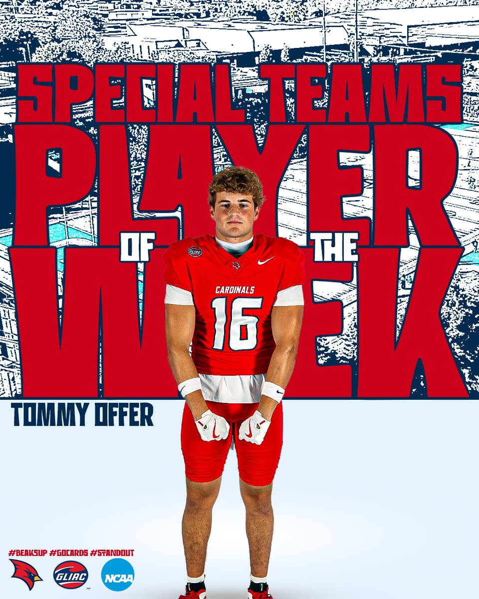 svsu_football's tweet photo. 🏆 Special Teams Player of the Week 🏆 

🏈 Tommy Offer - Nickel 🏈 

#BeaksUp | #GoCards https://t.co/4cJILSMS4a
