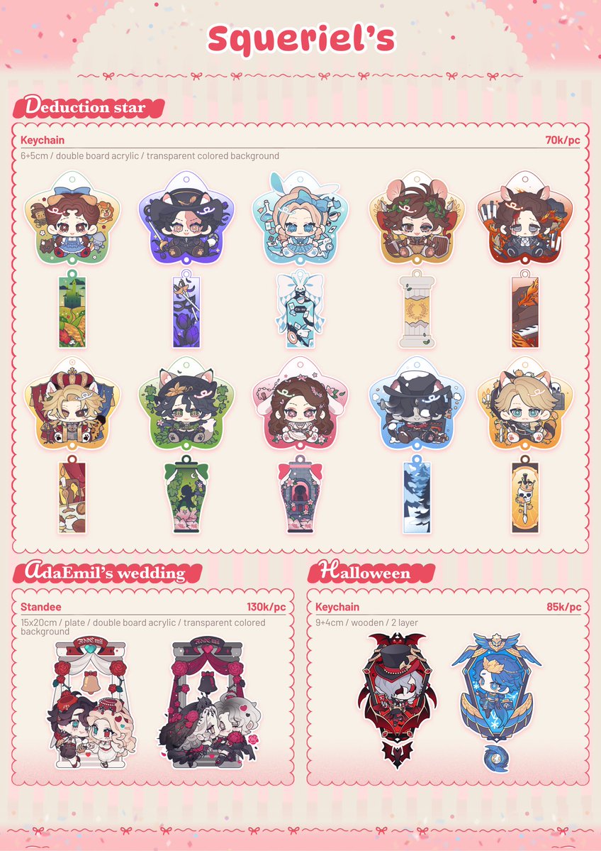 nhimkhonggay's tweet photo. [🔁&amp;🩷 appriciated!]

🌷Squeriel’s #Comifuro23 catalogue 🌷

🌸 OTS only
🌸 Booth Number TBA 
🌸 Both day
🌸 Fandom: Identity V (IDV)

#cf23 #cf23catalogue

[1/3] https://t.co/VTsfHaz97k