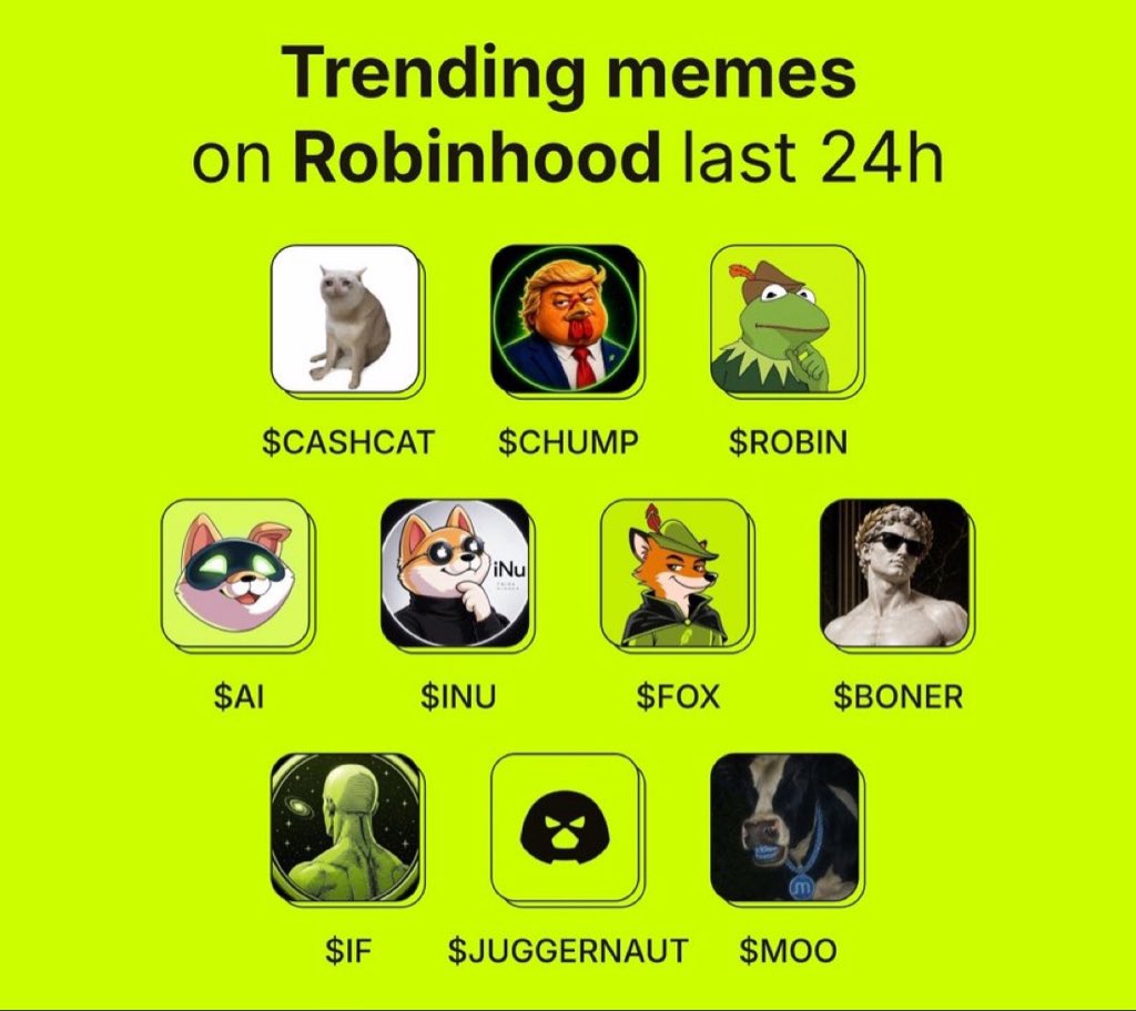FomoRobinHood's tweet photo. send your robinhood address 

within 24 hours, you’ll receive a random meme from the @RobinhoodApp chain sent to your address

tokens will be awarded to the first 100 users who submit their address and 10 random users who will receive a large number of tokens https://t.co/WEEhq4fhai