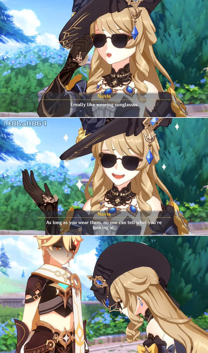 Lt8ball864's tweet photo. Sunglasses π #Aevia β¨β€οΈβοΈ
Decided to make a Navia version since she also wears sunglasses.
#GenshinImpact #εη₯ #Navia #γγ΄γ£γ’ #Aether #η©Ί https://t.co/j4hLcKHqzP