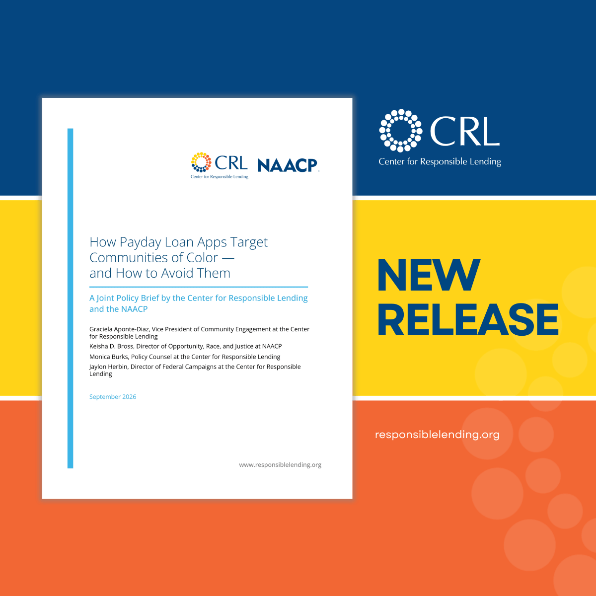 CRLONLINE's tweet photo. New CRL &amp; @NAACP joint policy brief: How Payday Loan Apps Target Communities of Color — and How to Avoid Them. These apps are marketed as a modern fix for today's affordability crisis, but they recreate the same #DebtTraps as traditional payday lending. https://t.co/J9pAvSsDdL https://t.co/5zGj7nSeOS