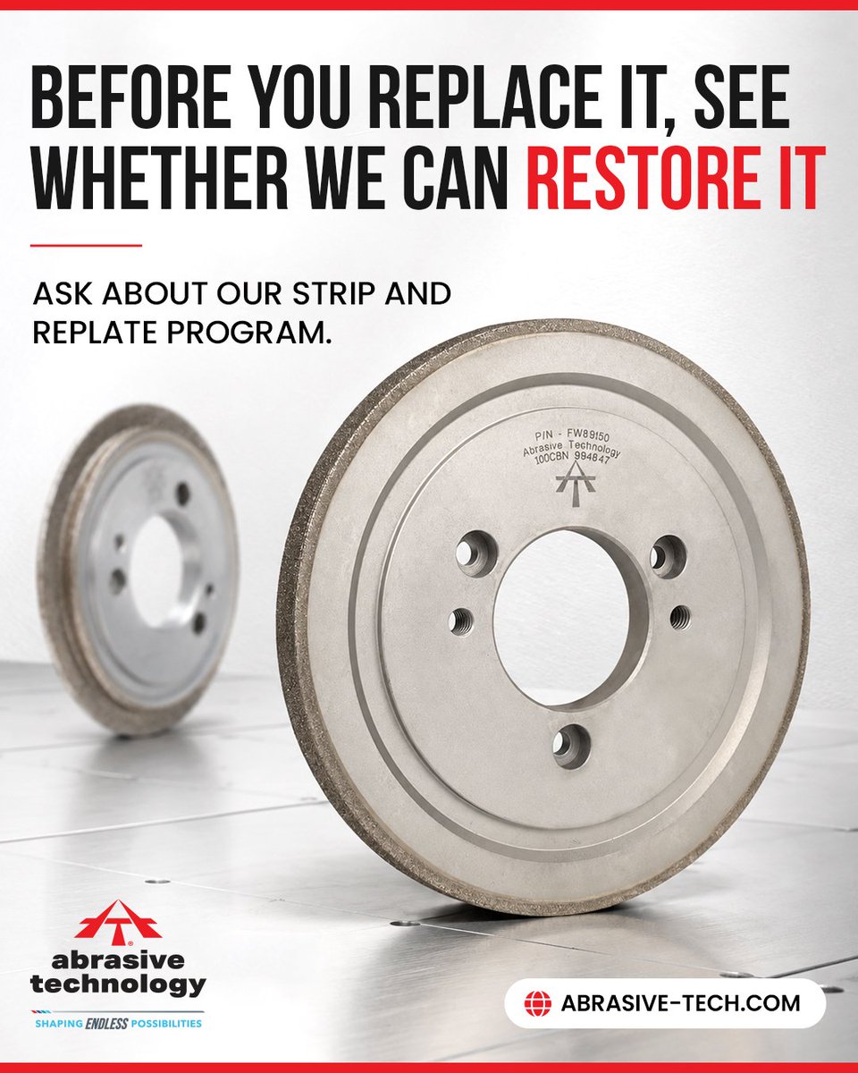 AbrasiveTech's tweet photo. You've already invested time and money in engineering, testing, and operating your current tool. Just inquire at π§ CSR@abrasive-tech.com and mention "Your Company New Opportunity" in the subject line. #AbrasiveTechnology #Superabrasives #DiamondTools #ManufacturingSolutions https://t.co/2BbsjmkvZP