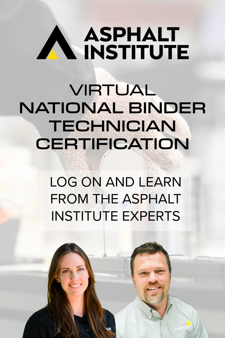 Asphalt_Inst's tweet photo. Earn your National Binder Technician Certification (NBTC) from anywhere! Our Oct. 26–29 virtual session is built for lab technicians, QC staff and anyone running PG binder tests day to day. Register: https://t.co/a0htTLpAi7 #TrainingTuesday https://t.co/cS8SSOtMLQ