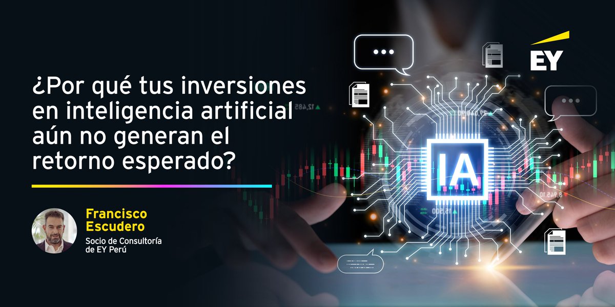 EYPeru's tweet photo. #ActualidadEY | Para implementar inteligencia artificial con éxito, primero hay que poner orden interno. Francisco Escudero de EY Perú analiza el reto de consolidar los cimientos tecnológicos del negocio en Gestión. https://t.co/tRKTCJwvVQ https://t.co/JIc2ltTfF4