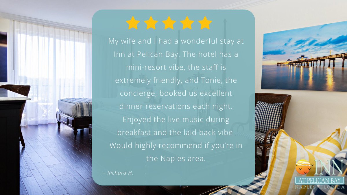InnAtPelicanBay's tweet photo. Thank you, Richard! We look forward to your next visit!
#GuestLove #ClientTestimonials #NaplesFL #InnAtPelicanBay https://t.co/e93MiC5FYU