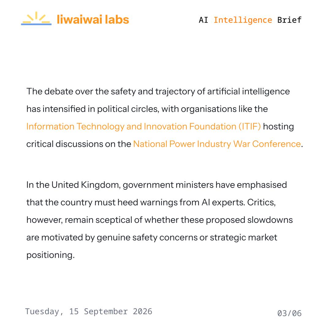 liwaiwaicom's tweet photo. Learn about the latest #news in the #techindustry today

Discover more https://t.co/Bnqkt8p8iA

#Liwaiwai #IntelligenceBrief #Anthropic #OpenAI #AIRegulation #AISafety #AIEthics #DataCenters https://t.co/WDfx2BW8M4