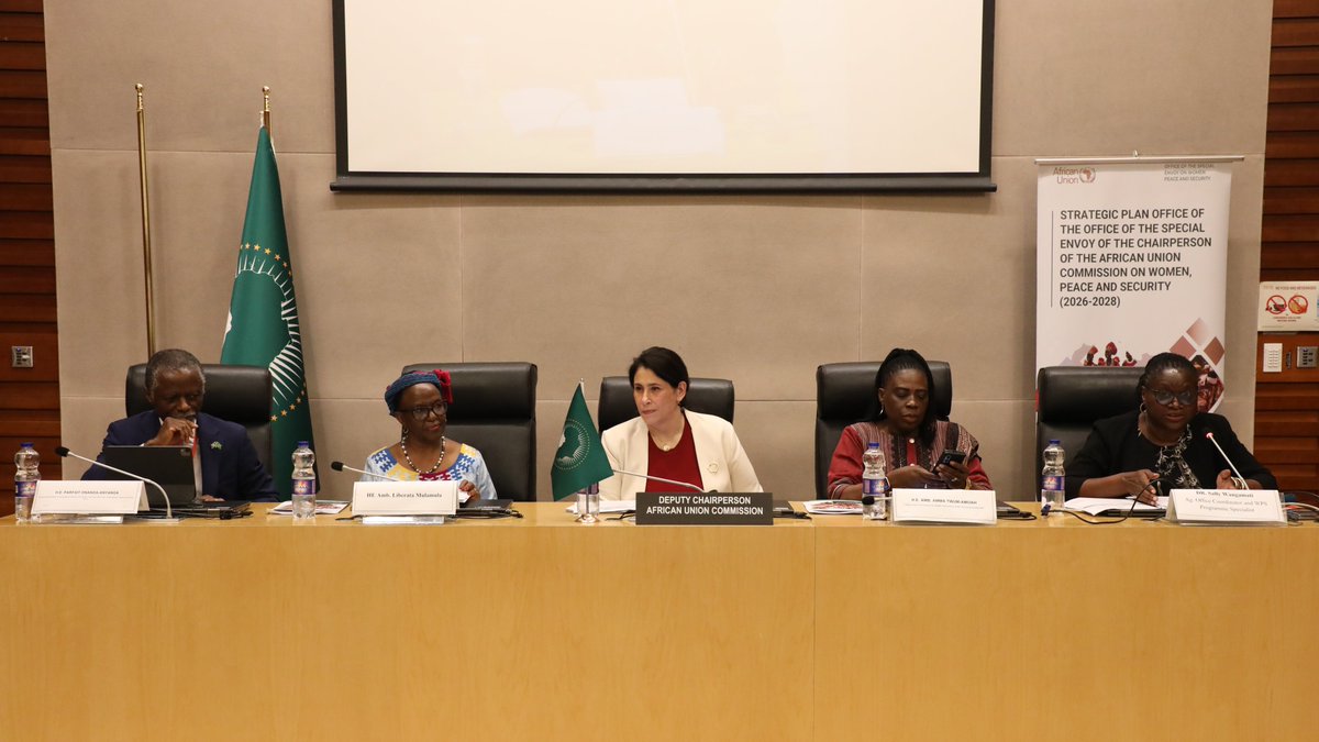 AUC_PAPS's tweet photo. 📢 From Commitment to Delivery: Advancing Women, Peace and Security through Collective Action

The @_AfricanUnion, through the Office of the Special Envoy on Women, Peace and Security (@AUC_OSEWPS), has launched its Strategic Plan 2026–2028 today at the AU HQ, #AddisAbaba, 🇪🇹, setting a new framework for advancing women’s meaningful participation in peace and security across Africa.

The Plan seeks to bridge the persistent “conversion gap” between commitments and action, positioning OSE-WPS as a convener, coordinator and catalyst for continental action.

#WPS
@_AfricanUnion @AUC_OSEWPS @AU_WGYD 
@FemWiseAfrica @UNOAU_ @unwomenAU 
@FCDOGovUK @UNITAR @NorwayAU @Denmark_Addis @IrlEmbEthiopia @JapanMissionAU