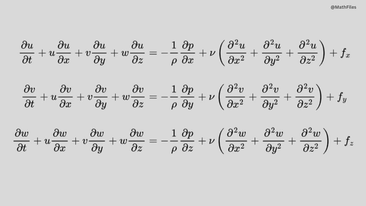 Math_files's tweet photo. What would change if the Navier–Stokes equations were finally solved? 

The deeper issue is their mathematical limits. If a singularity can form, the equations may cease to describe the fluid completely beyond that point. 

It is similar to how relativity revealed the limits of Newtonian mechanics, and quantum mechanics exposed the boundaries of classical physics. 

The real prize is not the million-dollar reward, but understanding where, why, and perhaps how our mathematics must evolve.