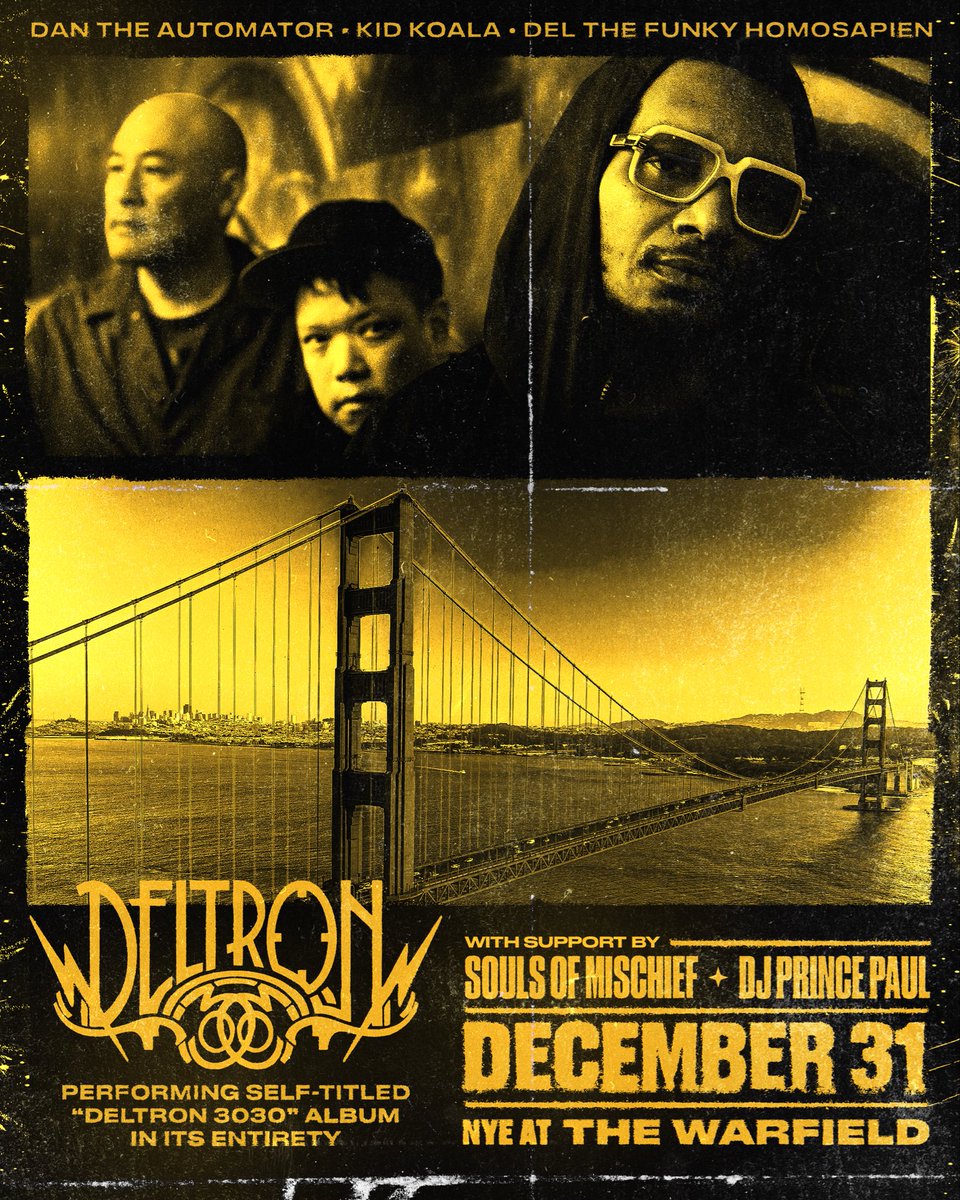 OfficialDELTRON's tweet photo. Bouncing through a NYE portal in SF with our friends @DJPrincePaul @SOMHIERO 🚀 Pre-sale tomorrow  

https://t.co/udlFvq6xvj https://t.co/AtfcazyA3I