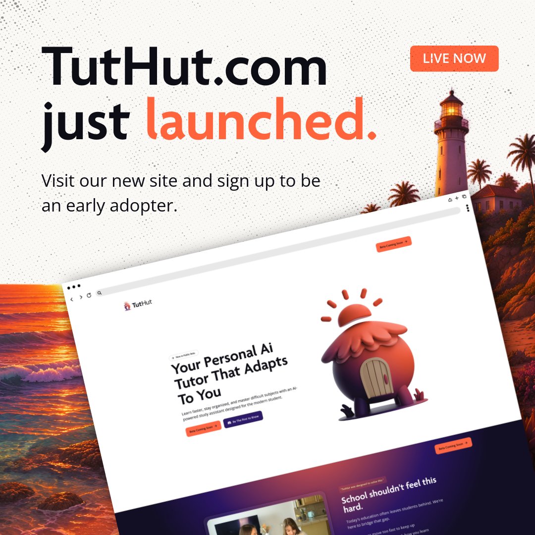 tuthutapp's tweet photo. We’re live! 🚀
Join us early and experience a platform built for your growth. Whether you're a student, parent, or lifelong learner. Subscribe for early adopter updates.

#TutHutLaunch #AITutoring #EdTechInnovation #OnlineLearning #LearnWithAI https://t.co/HCQPLuILS8
