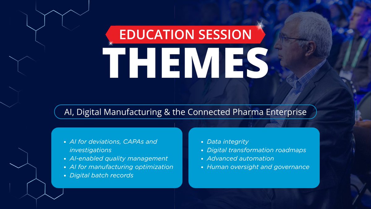 INTERPHEX's tweet photo. What will pharma be talking about in 2027? Start here.👇

🤖 AI, Digital Manufacturing &amp; the Connected Pharma Enterprise
🌎 Global Quality, Compliance &amp; Regulatory Strategy

Get a first look at what’s ahead for the #INTERPHEX2027 Education Program: https://t.co/ortDp789t7 https://t.co/iH1sv9YVgg