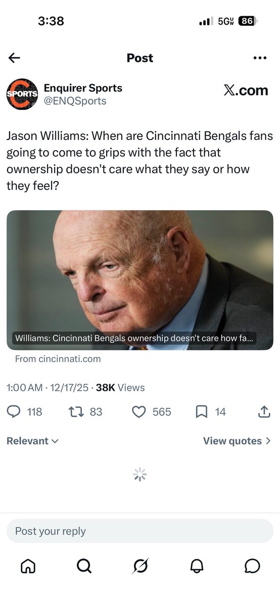 JosephKolks's tweet photo. @jwilliamscincy still not ready to write a similar article on the #reds ownership? 🤡 account https://t.co/3j25i2HK9K