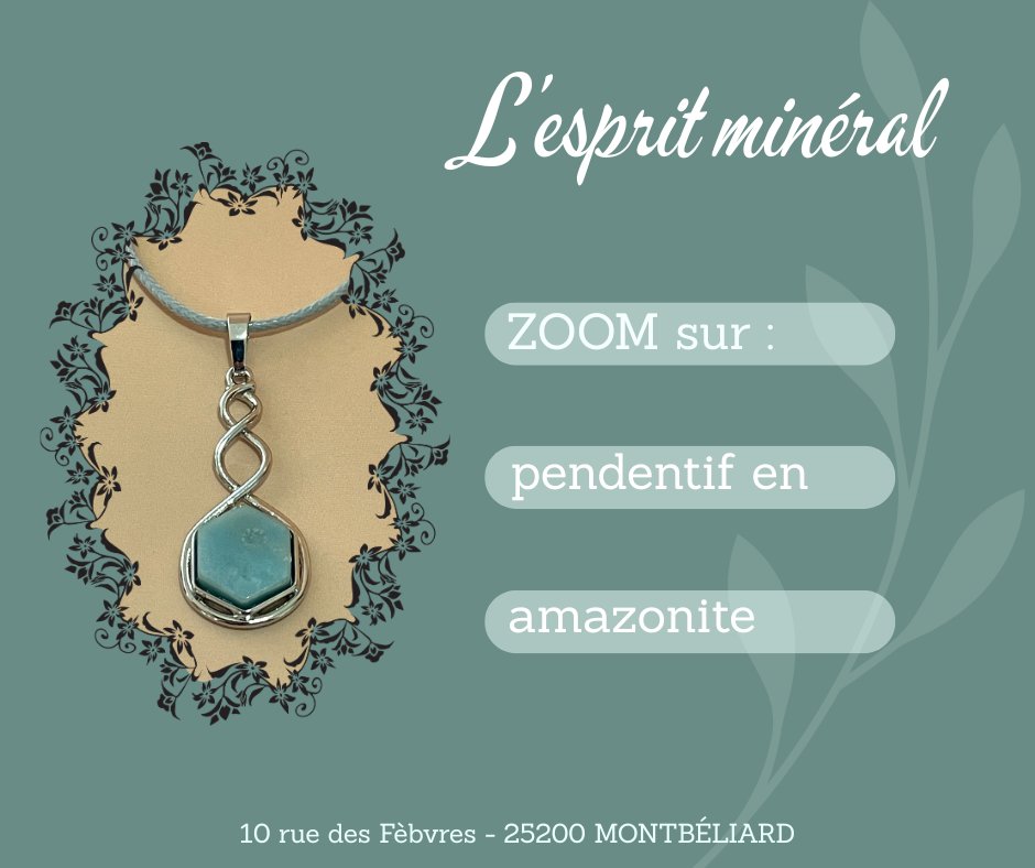 Lespritmineral's tweet photo. 💙 Déjà aperçu parmi nos bijoux en amazonite… il méritait bien son petit zoom !

Ce pendentif associe les douces nuances bleu-vert de l'amazonite à une monture argentée élégante et originale.

📍 À découvrir en boutique.

#Amazonite #Montbéliard https://t.co/eOcxEzuPTi