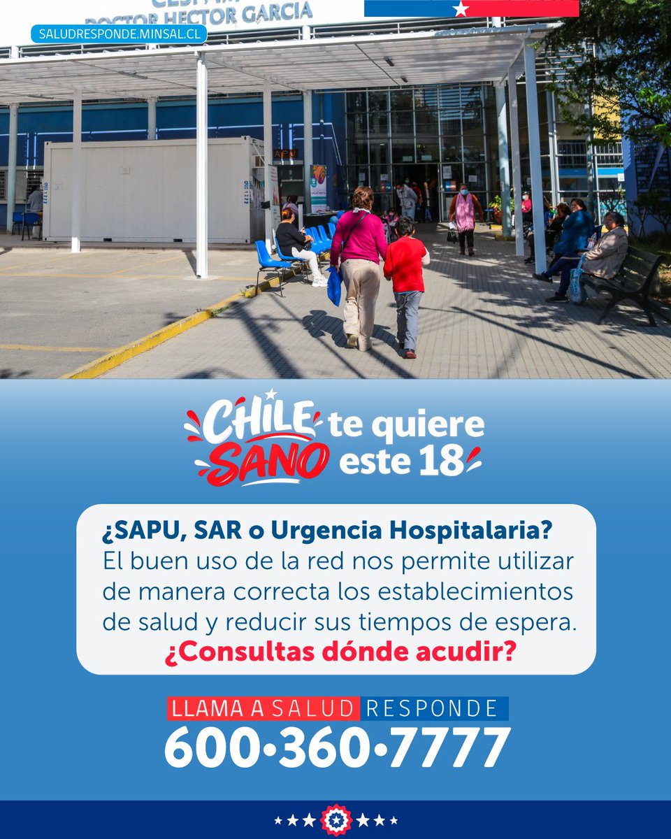 Salud_Responde's tweet photo. 🇨🇱El buen uso de la red de salud nos garantiza mejores tiempos de atención de acuerdo a la gravedad o consulta. 
🤔Si tienes dudas respecto a dónde acudir llama a Salud Responde, las 24hrs del día, los 7 días de la semana. 
📲 600 360 7777 
#ChileTeQuiero
#ChileTeQuiereSano https://t.co/HM71oly0Gx