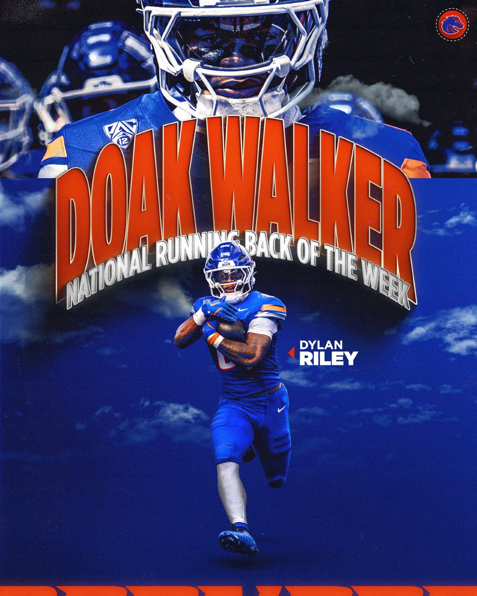 BroncoSportsFB's tweet photo. Dylan Riley ➡️ Doak Walker National Running Back of the Week 👊

#BleedBlue | #BuiltDifferent https://t.co/FIDwzYeiRm