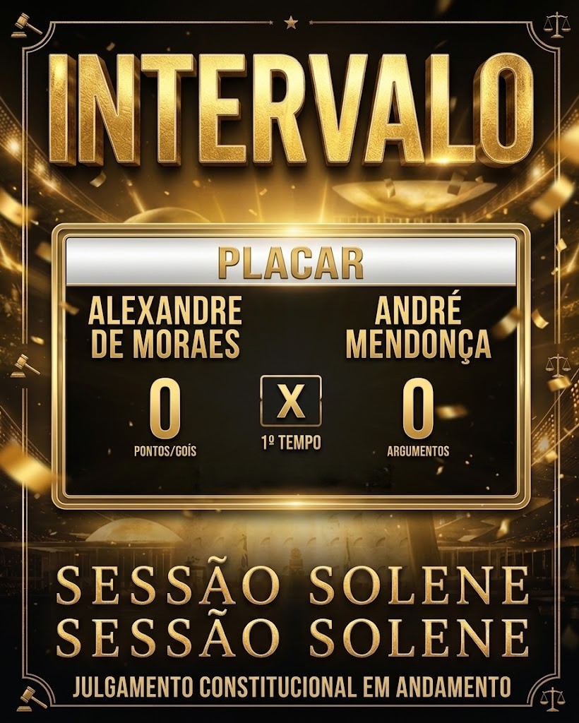 kwaires2002's tweet photo. FINAL DE PRIMEIRO TEMPO
Em jogo muito truncado cheio de bate-boca e confusão, o placar entre os Ministros Alexandre de Moraes e André Mendonça segue zerado
#ALExMEN #TrSTF https://t.co/TJz4bteuYo