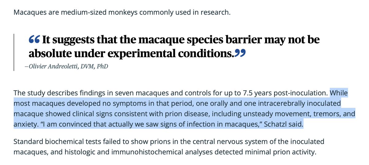 janiesaysyay's tweet photo. A long awaited study showing that Chronic Wasting Disease, #CWD #prions in cervid brains, might possibly cross the species barrier into macaques. >
#ChronicWastingDisease #CreutzfeldtJakobDisease #CJD
https://t.co/fOETmQ9vxv https://t.co/tWAN3f7mft