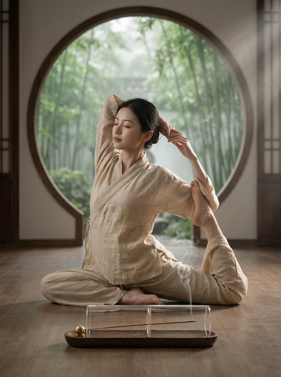ailamorescent's tweet photo. Deepen your flexibility and open your heart with this advanced King Pigeon pose in a calming Zen space. Anchored by our minimalist walnut and glass incense holder, this beautiful setup inspires a quiet luxury and mindful living aesthetic. #zen #mindfulness https://t.co/wAfpGycne5