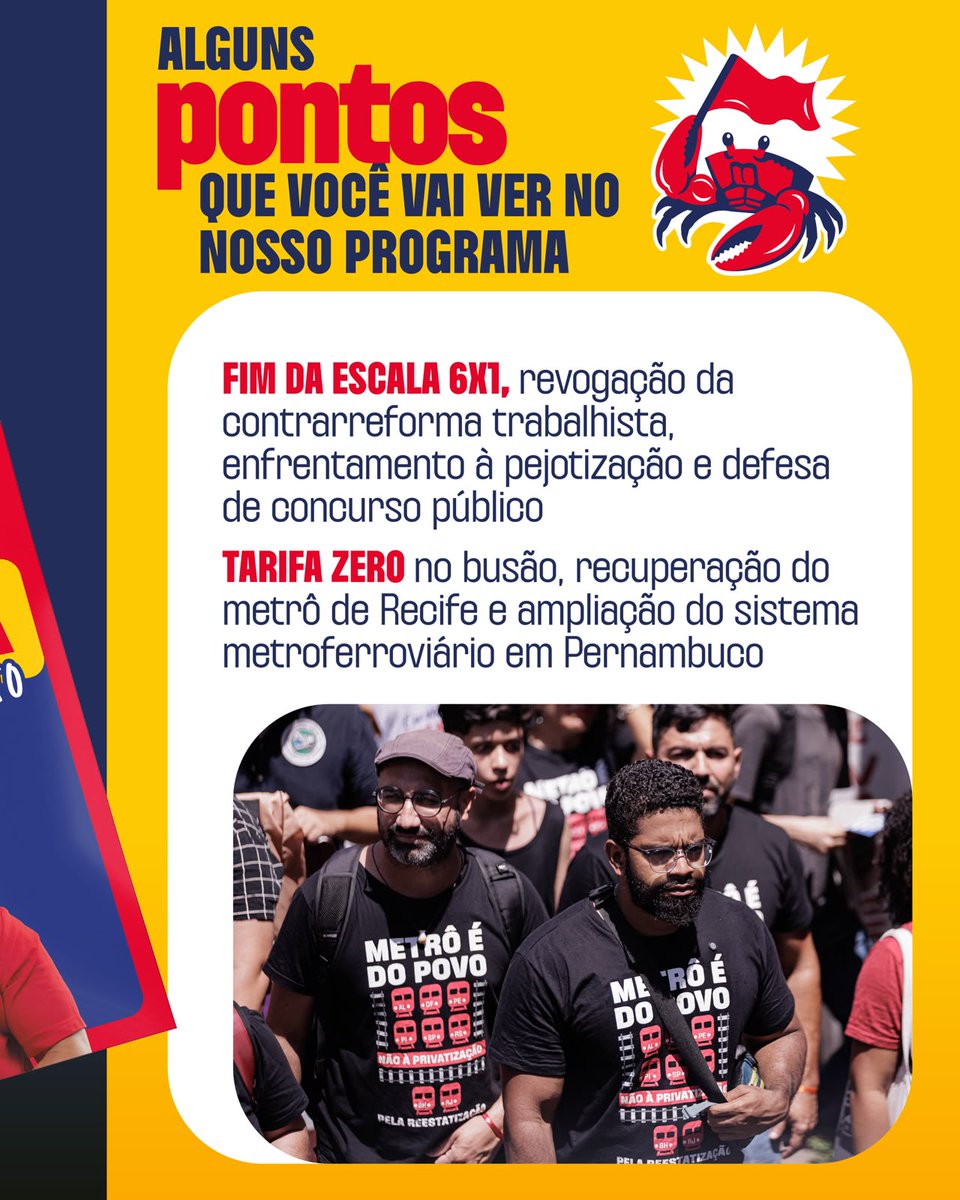 jonesmanoel_PE's tweet photo. Salve, camaradas!

Nosso programa de mandato foi construído a muitas mãos, no diálogo com as trabalhadoras e os trabalhadores de Pernambuco. Nas ruas, nas feiras, nos ônibus e nas plenárias, do Sertão ao Agreste, da Zona da Mata ao Grande Recife.

É daí que partem nossas propostas: das necessidades concretas da classe trabalhadora, do campo à cidade.

Defendemos uma ideia central: o orçamento público deve estar a serviço das necessidades do povo, não do lucro e dos interesses das oligarquias.

Temos muito a enfrentar e muito a construir. E vamos fazer isso juntos, fortalecendo as lutas populares e construindo novos caminhos para Pernambuco.

Conheça nosso programa e venha construir essa luta com a gente.

VOTE Jones Manoel 5050 para Deputado Federal

https://t.co/7wexHujyBu 

#jones5050
Federação PSOL/REDE - PROPAGANDA ELEITORAL - CNPJ
68.571.443/0001-76