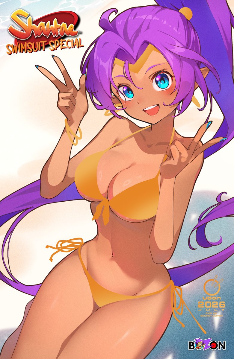 UdonEnt's tweet photo. 🌊Shantae is RET-2-GO!🌊The UDON Store has added 2 additional foil covers for the 2026 Shantae Swimsuit Special #1, now available! Check out the brand new pins, tees, lanyards and comics while supplies last! Shop Shantae on the UDON Store today!✨

https://t.co/5DbkITg5VM

👙CVR X6 Secret Foil Cover art by Ikki
🕶 CVR X5 SDCC Foil Cover by Life is Pi