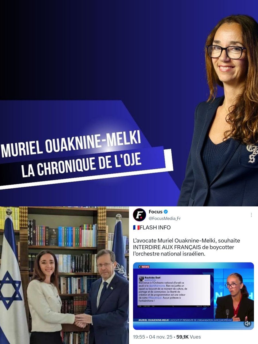 Lilllipuce's tweet photo. @AlyDiouara @RimaHas Pour rappel : Avocats sans frontières (ASF) est présidée par Gilles-William Goldnadel.

L'Organisation Juive Européenne (OJE) : Elle est présidée par Muriel Ouaknine-Melki, qui, concernant le génocide à Gaza, a déclaré : « Israël rend service, aux Palestiniens, et à l'humanité ». https://t.co/oMMcrcjuR0