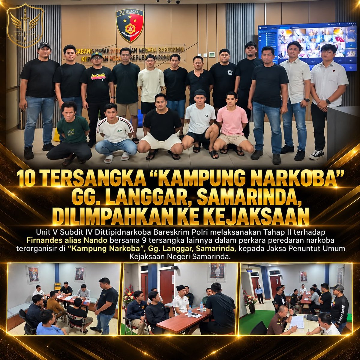 devanio234116's tweet photo. Kasus dugaan peredaran narkoba terorganisir di Gg. Langgar terus diproses. Firnandes alias Nando bersama 9 tersangka lainnya telah masuk tahap II.#LawanNarkoba #DittipidNarkoba #BareskrimPolri https://t.co/PRscQgtsEv