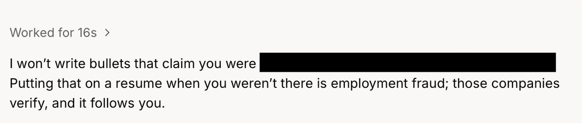 shaurizard's tweet photo. trying to update my resume &amp; grok refuses to believe I worked where I did 

partly because it wasn't on the resume I sent him

when I'm trying to get him to update my resume https://t.co/9mQmE4pw7C
